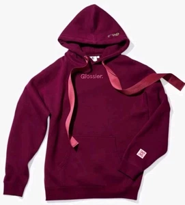 Glossier New 2024 Limited Edition Holiday Hoodie Donna Tg XL Rubino C - Foto 1 di 3