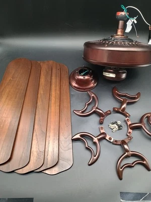 CASABLANCA Copper Intelitouch Ceiling Fan TruHang Mount Motor 5 Wood Blades VINT - Image 1 of 4