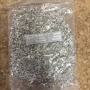 Ring Terminal, 22-16AWG, #8 Stud Size, Non Insulated, Brazed Seam, (1000PK NEW) - Picture 1 of 5