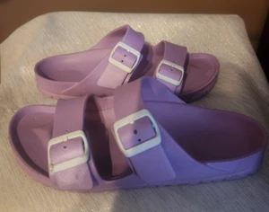 Sandali Birkenstock Eva con cinturino viola lilla EU 41 US L 10 M 8 Made in Germany - Foto 1 di 7