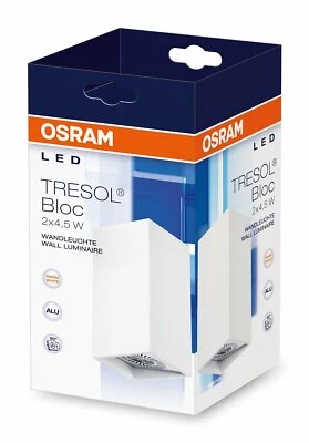 Osram LED-Wandleuchte, Tresol Bloc,  weiß, 3000K, 2x 4,5W, EEK:G (Spektrum A-G) - Bild 1 von 4