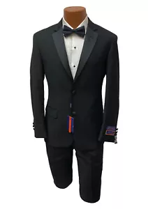 Men's Giorgio Fiorelli Black Tuxedo with Flat Front Pants Slim Fit 42L 36W - Picture 1 of 6