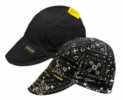 (2 pack) US WELDER Welding Caps Hats Black Bandana Reversible by Comeaux Supply