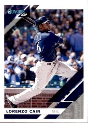 2019 Panini Donruss Base #184 Lorenzo Cain Milwaukee Brewers - Image 1 of 2