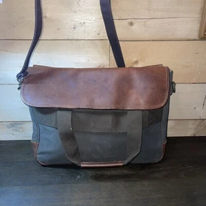 Sac à bagages pour ordinateur portable Bob Timberlake en cuir et toile messager - Photo 1/6