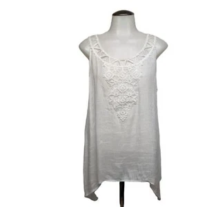 Thalia Sodi Crochet-Applique Handkerchief-Hem Tank Top Summer White L - Picture 1 of 6