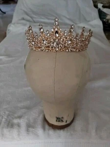 Gold & Rhinestone Crown 5 & 1/2" Across 2 & 1/2" Tall (New) - Picture 1 of 3