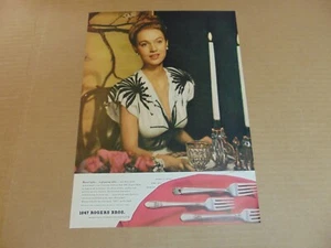 1946 ROGERS BROS. SILVERPLATE PATTERNS Pretty Lady candela da tavolo stampa artistica pubblicità - Foto 1 di 1