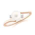 ANGARA Freshwater Pearl Bypass Engagement Ring for Women in 14K Solid Gold