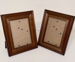 Medium Brown Solid Wood 5x7 Photo Picture Frames Set of 2 - Picture 1 of 5
