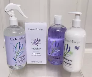 Crabtree Evelyn Lot Lavender Linen Spray, Hand Therapy, Shower Gel, Body Lotion - Picture 1 of 3