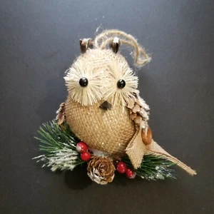 Pottery Barn Nordic Whmsy Owl Burlap & Pine Cone New in Original Package - Picture 1 of 4