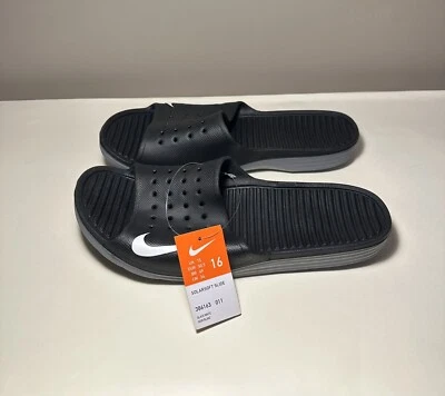Sandalias Nike Solarsoft Slide para hombre talla 16 negras/blancas 386163011 *RARAS* Foto 1 de 4