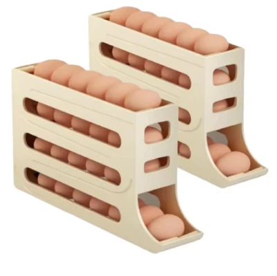 4-stufiger Eier Aufbewahrungsbox Halter, Auto Rollen Spender Gestell für Kühlschrank Organizer - Bild 1 von 4