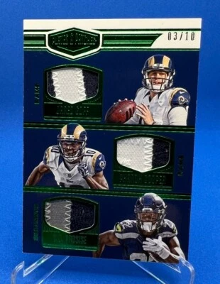2016 panini Jared Goff Rc w/cooper/prosise, RARE #3/10 all sick patches AMAZING! - Image 1 of 3