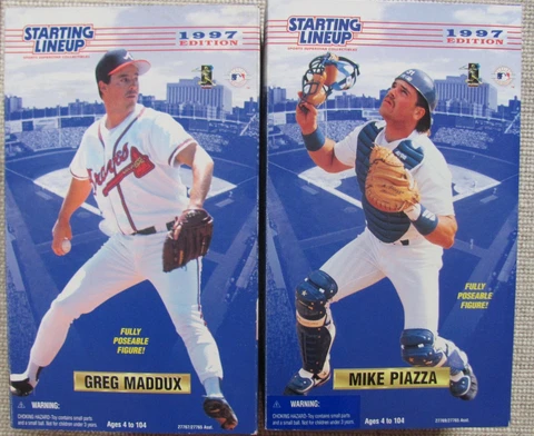 1997 Edition Starting Lineup 12” MIKE PIAZZA + GREG MADDUX NIB (C600) Cover