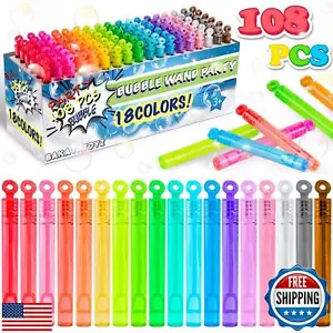 Bakatatoyz 108 Pack 18 Colors Mini Bubble Wand Bulk Assortment, Kid Party Fav - Picture 1 of 5