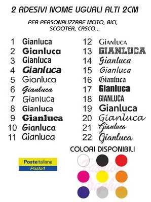 ADESIVO NOME SCRITTA PERSONALIZZATO BICI MOTO AUTO SCOOTER CASCO DUE PEZZI  - Imagen 1 de 2