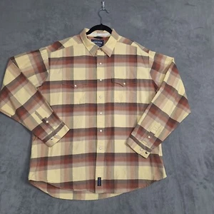 Camisa de franela Panhandle Slim para hombre XL Rough Stock L/S amarillo marrón perla a presión - Imagen 1 de 7
