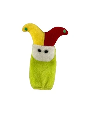 Kasper Finger Puppe Grün Gelb Rot Schwarz Weiß Höhe 9,5cm Plüsche Stoff - Bild 1 von 2