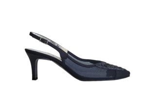 Damen Pumps Martini Osvaldo Netzstoff Blau Ozean Absatz Made In Italy - Bild 1 von 7