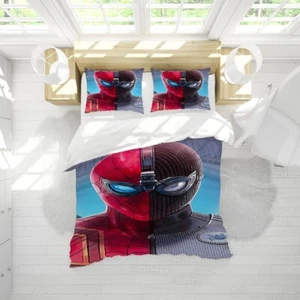 3D Spiderman Head Red Black Quilt Cover Set Duvet Cover Bedding Pillowcases - Picture 1 of 8
