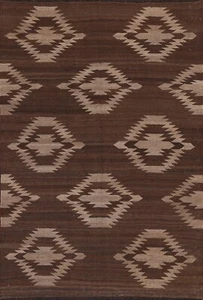 Alfombra reversible Kilim geométrica área oriental afgana tinte natural tejida a mano 5'x6' - Imagen 1 de 12