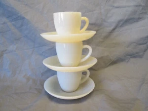 6pc Fire King Anchor Hocking Demitasse Childs Restaurant Ware IVORY Cup Saucer - Picture 1 of 11