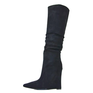 KNIEHOHE STIEFEL HIGH HEELS DESIGNER ELEGANT DAMENSCHUHE KEILABSATZ STILETTO - Bild 1 von 6