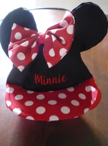 Walt Disney World Minnie Mouse Hat With Ears-SUN SHIELD BACK-SO CUTE - Picture 1 of 4