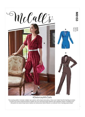 McCall's Sewing Pattern M8153 Misses Romper Jumpsuit Belt Sizes 16-24 FF UNCUT - Image 1 of 4