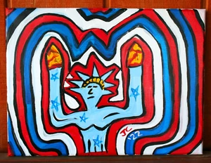 ROCKSTAR LIBERTY CELEBRATE USA Jr CHARLIE FAST OUTSIDER POLITICAL FOLK POP ART - Picture 1 of 8