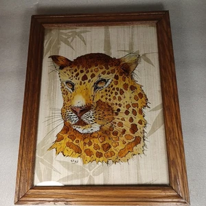 Enmarcado REVERSO PINTADO Vidrio Leopardo Jaguar Guepardo Safari Jungle S. Roy LEER - Imagen 1 de 14