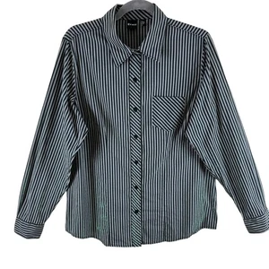 Cruel Black Gray Striped Long Sleeve Collared Button Up Shirt Green Shimmer XL - Picture 1 of 8