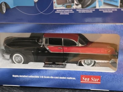 Sun Star Platinum 1955 Pontiac Star Chief carro fundido escala 1:18 vermelho/preto 5042 - Imagem 1 de 4