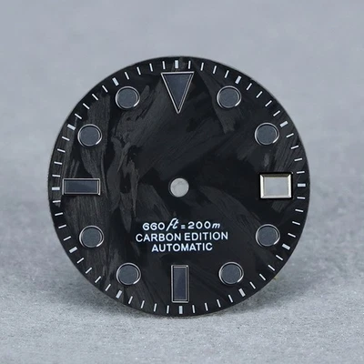 Reloj YM fibra carbono esfera 28,5 mm logotipo personalizado NH35/NH36 BGW9/C3 lume Foto 1 de 4