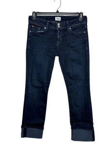Hudson "Ginny Crop" Straight Cut with Cuffs Dark Wash Flap Pockets Size 29 - Picture 1 of 12