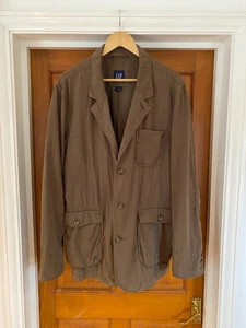 GAP Unstructured Cotton Blazer Jacket XL Brown Safari Field Military Chore Ivy - Picture 1 of 11