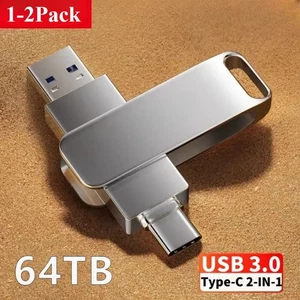 2 in 1 USB 3.0 Flash Drive Type-C OTG Pen Stick 2TB To 64TB Metal Swivel Memory - Picture 1 of 15