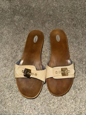 Correa Dr. Scholl's Talla 8 Bronceada Aspecto Madera Tono Dorado Entrelazado De Colección Lino Foto 1 de 4