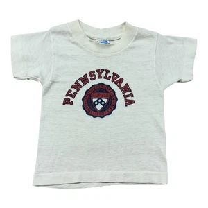 Vintage 70s Champion University Of Pennsylvania T Shirt Youth Kids XS White - Picture 1 of 9