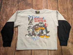Vintage 1996 Space Jam Looney Tunes Langarmshirt Größe Kinder 7 Bugs Taz - Bild 1 von 14