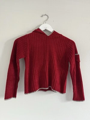 Suéter con Capucha Acanalado Rojo Acrílico GAP Niños De Colección Mediano Años 90 Y2K Foto 1 de 4
