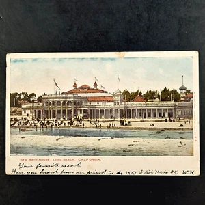 Antique 1905 UDB Post Card Bath House Long Beach, CA Glitter Enhanced Postcard! - Picture 1 of 3
