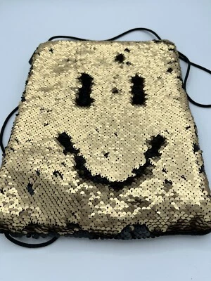 "Mochila con Cremallera para Tableta Portátil Lentejuelas Doradas y Negras Acolchadas 9""x12"" Nueva" Foto 1 de 4