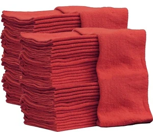 Auto Mechanic Shop Towels Shop Rags 100% Cotton, 100 Pack Red Size 14"x14" NEW - Picture 1 of 6
