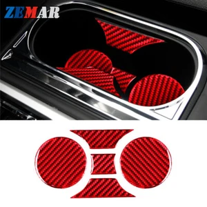 Cubierta interior portavasos de fibra de carbono roja 5 piezas para Toyota Tundra 2014-2018 - Imagen 1 de 13