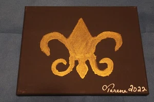 Fleur-de-lis, Schwarz & Gold, Original, Gemälde, (2022) 8x10 - Bild 1 von 1