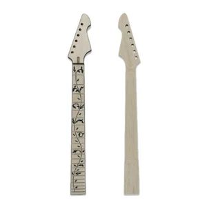 22 Fret Maple Guitar Neck 25.5 Inch Maple Fretboard Black Binding Vine Inlay - Picture 1 of 8