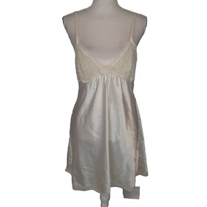 Oscar de la Renta Pink Label Satin & Lace Nightgown Chemise Slip sz M babydoll - Picture 1 of 15